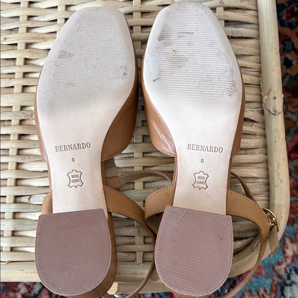 Bernardo Cognac T-Strap Leather Heels - Picture 4 of 5